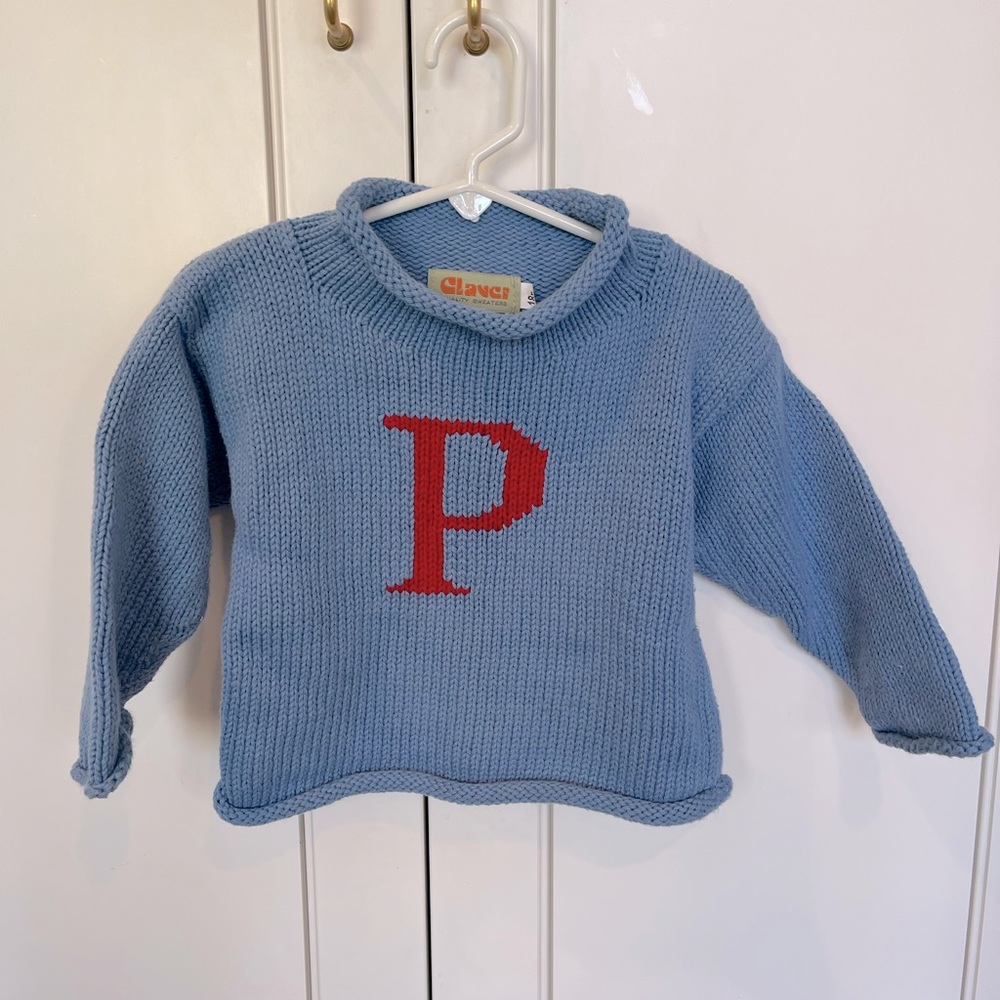 Boys' cotton roll neck interstitia monogram sweater "P" size 18 months